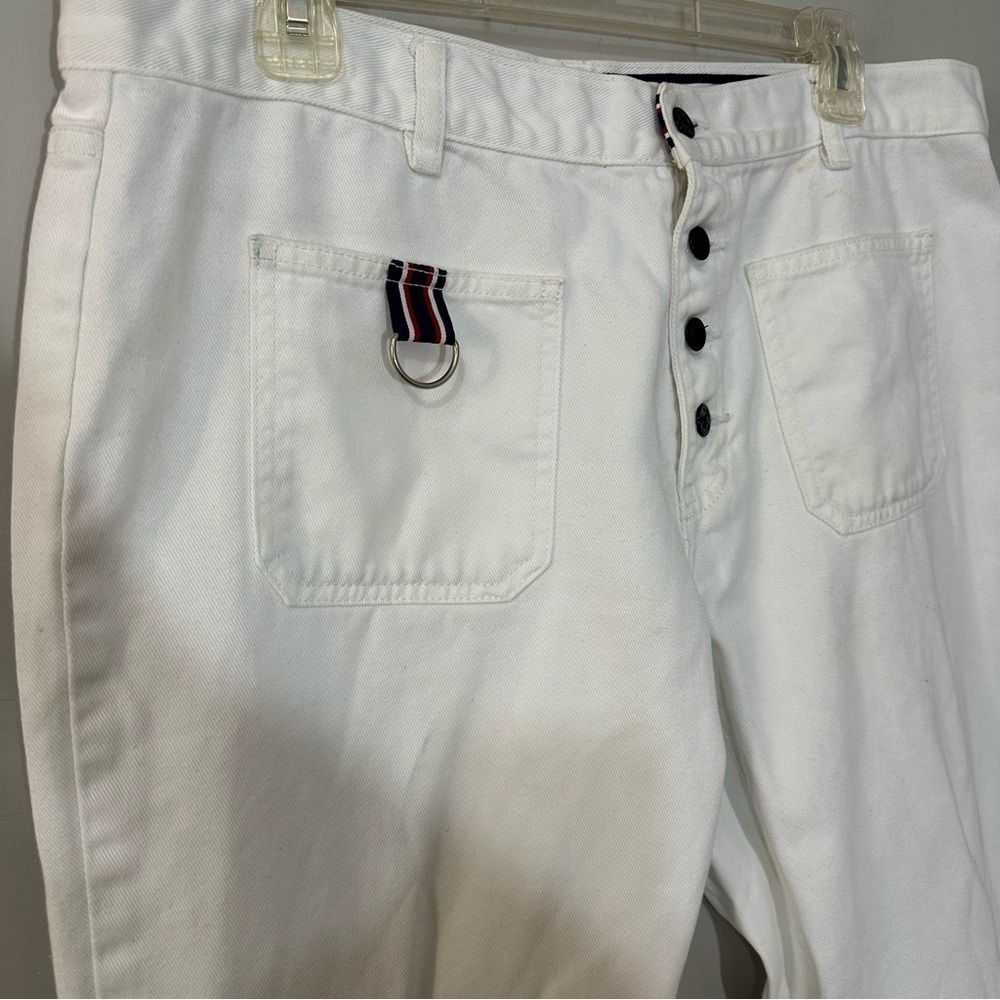 Vintage Tommy Hilfiger jeans mid rise white pants flare leg cropped denim Y2K - Picture 10 of 16